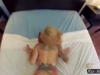 Sarah Jessie Gets A Massage HD; massage, blonde, hardcore, tattoo, hd, pornstar, cumshot