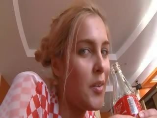Russian Blonde doll using coca cola