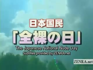 Subtitled Japanese Nudists Engage In National Nude Day