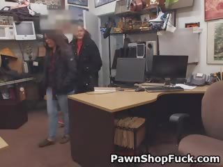 Shop Lifting Brunette Banged On Desk In Pawn Shop Office