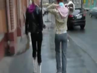 Two russian babe on the street
