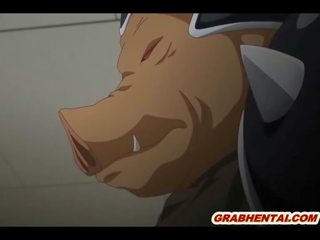Gira japonesa alunas brutalmente fodido por pig monstro