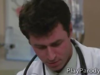 Doktor uporabe njegov meso thermometer da preveri velika rit bolnik