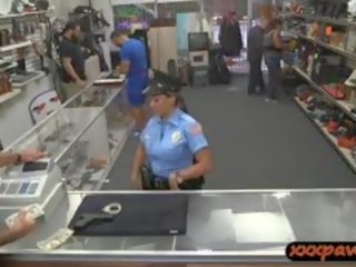 Busty Lady Police Officer Pawn Her Pussy