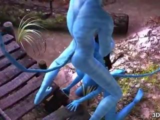 Avatar babe anal knullet av stor blå kuk