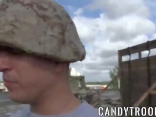 Military morning drill includes bareback dirty clip and blowjobs