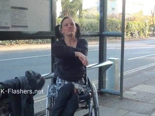 Paraprincess Open Air Exhibitionism And Flashing Wheelchair Constrained Honey Demonstrating Off Hot Tits And Trimmed Vulva In Public