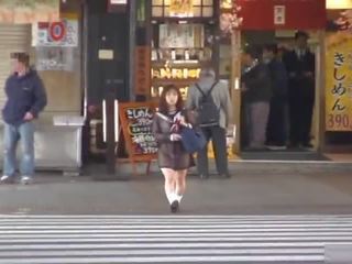 Asian Schoolgirl Flashing in Public