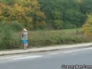 Granny slut is picked up and fucked