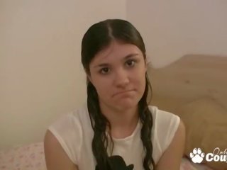 Amatir rumaja in pigtails blows a dude pov style & swallows his cum